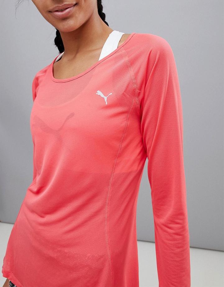 Puma Running Long Sleeve Logo T-shirt In Red - Red