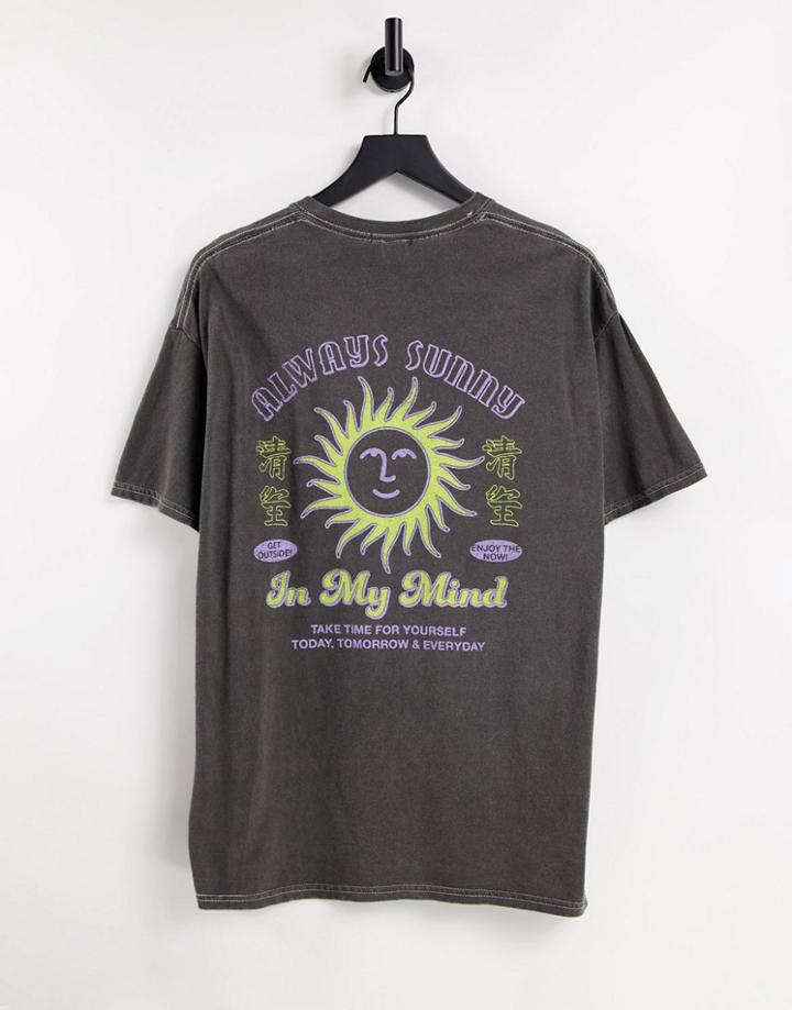 New Look Oversized T-shirt With Back Print In Gray-grey