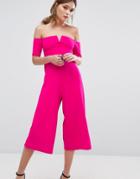 New Look Bardot Culotte Jumpsuit - Pink