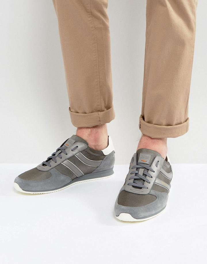 Boss Orange By Hugo Boss Orland Nylon And Suede Sneakers In Gray - Gray