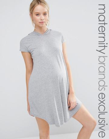 Club Lounge Maternity Oversized Jersey Dress With Hood - Gray
