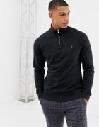 Farah Jim Quarter Zip Sweat In Black - Black