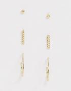 Pieces Multi Pack Stud And Hoop Earring - Gold
