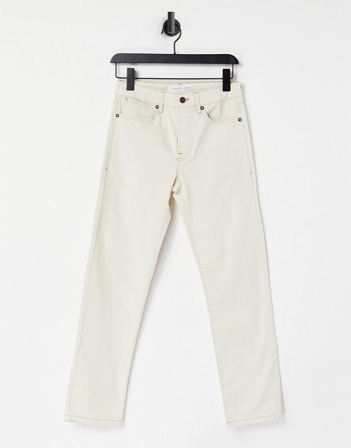 Topman Straight Fit Jeans In Ecru-white