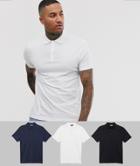 Asos Design 3 Pack Jersey Polo Save