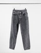 Noisy May Premium Isobel Mom Jeans With High Waist In Gray-grey