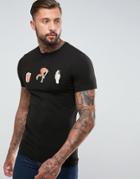 Asos Muscle T-shirt With High Shine Badges - Black