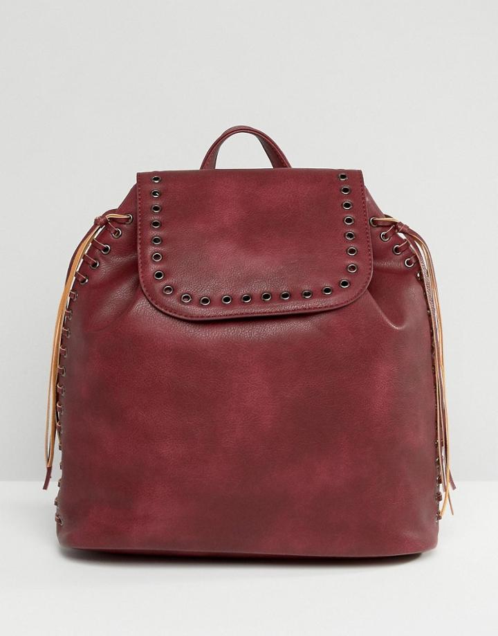 Liquorish Backpack With Eyelets - Brown