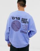 Asos Design Oversized Sweatshirt With City List Back Print In Purple