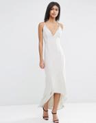 Asos Cami Strap Embellished Trim Maxi Dress - Silver