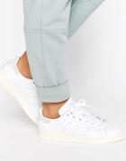 Adidas Originals White Stan Smith Sneakers With Silver Metallic Detail