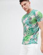Hype Muscle T-shirt In Tropic Leaves - Green