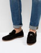 Asos Loafers In Black Suede With Tassels - Black