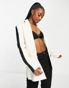 4th & Reckless Tailored Blazer In Cream And Black - Part Of A Set-white