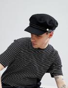 Asos Mariner Cap In Black With Rope Detail - Black