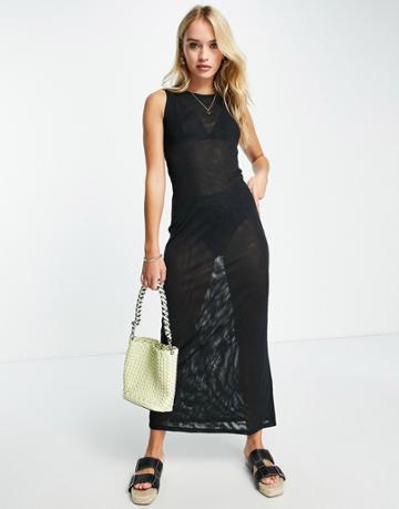 Na-kd X Melissa Bentsen Mesh Maxi Dress In Black