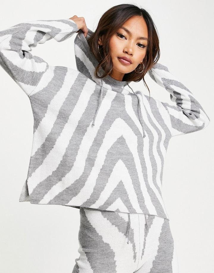 Gianni Feraud Printed Knit Hoodie In Light Gray - Part Of A Set-grey