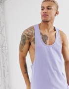 Asos Design Organic Tank With Extreme Racer Back In Purple - Purple
