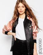 Asos Tall Premium Bomber Jacket With Floral Embroidery - Multi