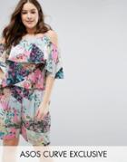 Asos Curve Asymmetric Cami Top In Mixed Floral Co-ord - Multi