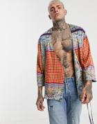 Asos Design Regular Wrap Kimono In Paisley - Orange