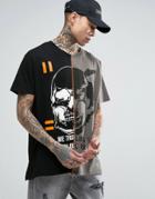 Night Addict Oversized Repair Printed T-shirt - Black