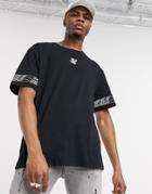 Siksilk Oversized T-shirt In Black Logo Sleeve Detail