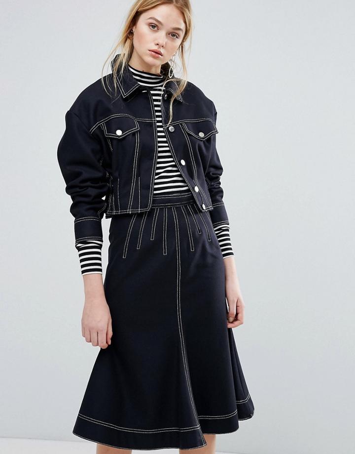 Sportmax Code Alcamo Denim Look Jacket Co-ord - Navy