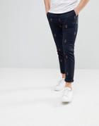 Asos Skinny Pants With All Over Rose Embroidered Pattern - Black