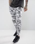 Hype Skinny Joggers In Gray With Leaf Print - Gray