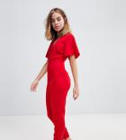 New Look Petite Flutter Sleeve Jumpsuit - Red