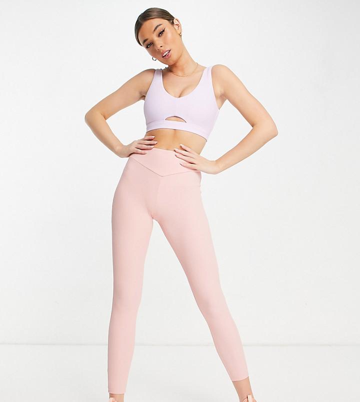 South Beach High Waisted Rib Leggings In Pale Pink