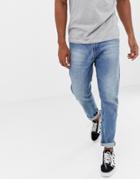 Bershka Straight Fit Jeans Light Blue - Blue