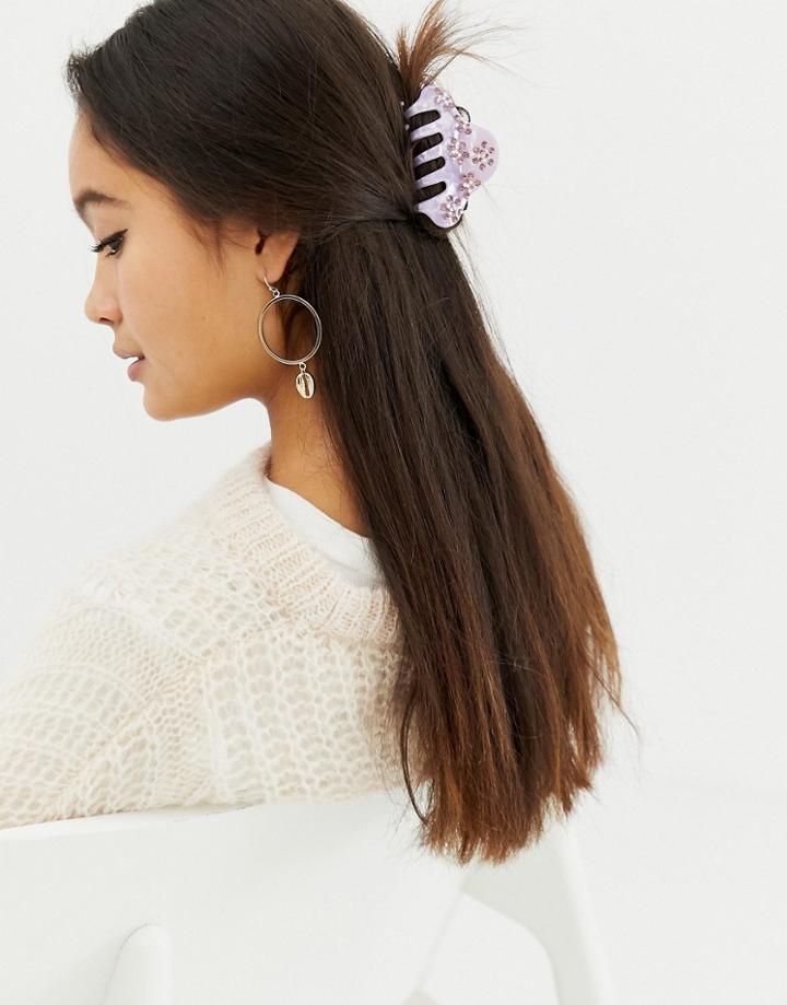 Pieces Mira Embellished Hair Claw - Purple
