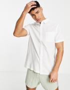 Brave Soul Short Sleeve Cotton Slub Shirt In White