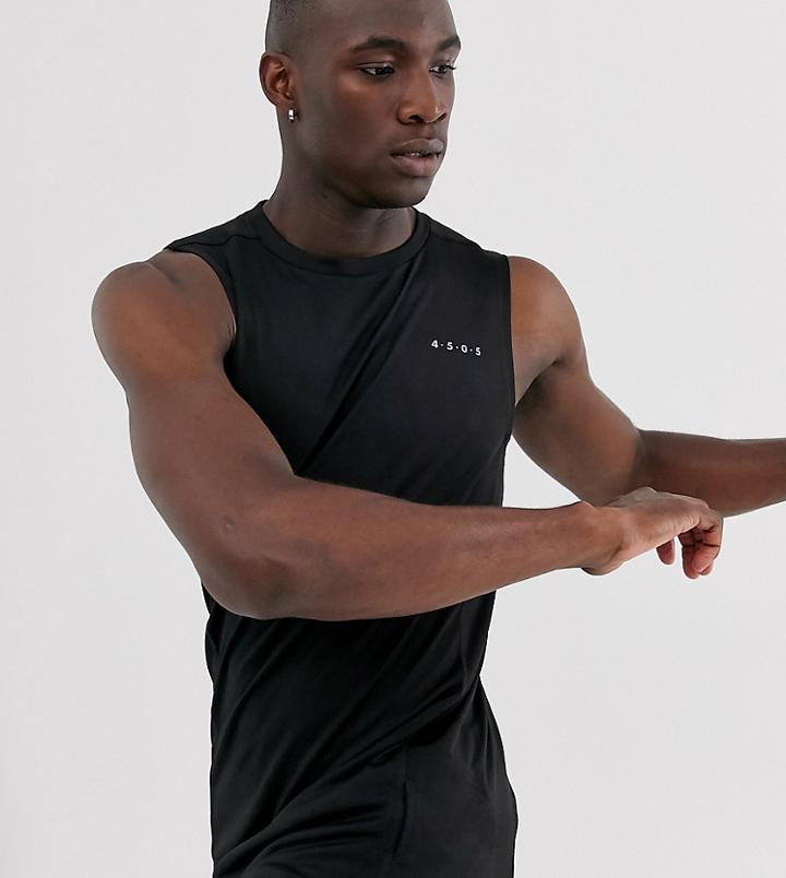Asos 4505 Tall Training Sleeveless T-shirt With Quick Dry In Black