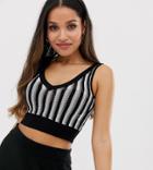 River Island Petite Knitted Crop Tank In Stripe - Multi