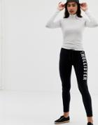 Hollister Cozy Skinny Joggers With Large Logo - Black