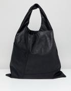 Cheap Monday Leather Look Stitch Detail Tote - Black