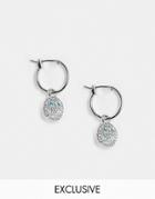 Reclaimed Vintage Inspired Unisex Huggie Hoops With Sparkly Smiles In Silver