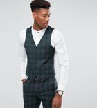 Harry Brown Tall Skinny Fit Tarten Vest - Green