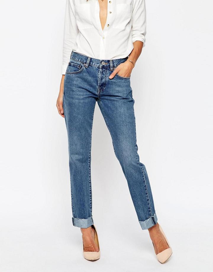 Asos Carrot Boyfriend Jeans - Mid Wash Blue