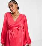 River Island Maternity Satin Wrap Blouse In Pink-green