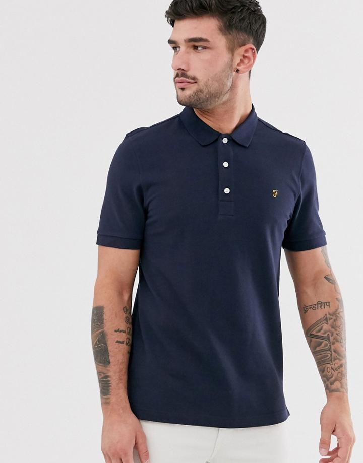 Farah Blanes Pique Polo In Navy - Navy