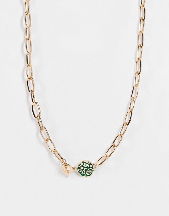 Icon Brand Enamel Chain Necklace In Gold