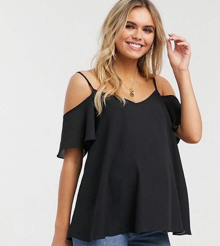 Asos Design Maternity Cold Shoulder Cami In Black