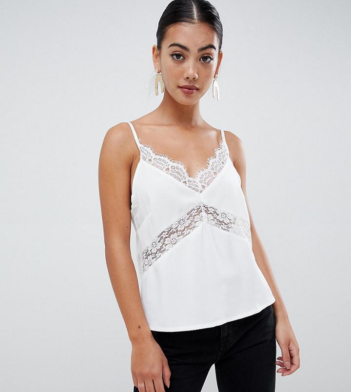Missguided Petite Lace Cami In White - White