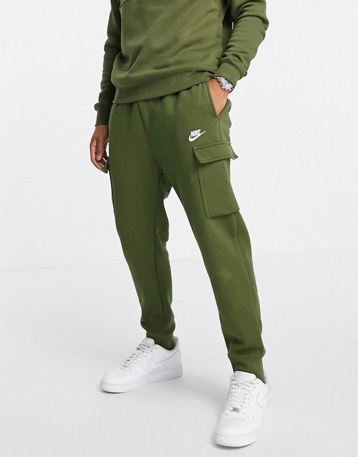 Nike Club Fleece Cargo Sweatpants In Khaki-green