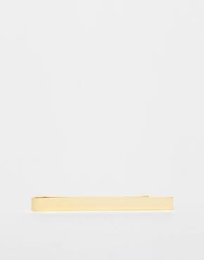 Asos Gold Plated Tie Bar In Regular Fit - Gold