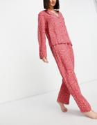 Asos Design Mix & Match Modal Ditsy Floral Pant In Red & Pink